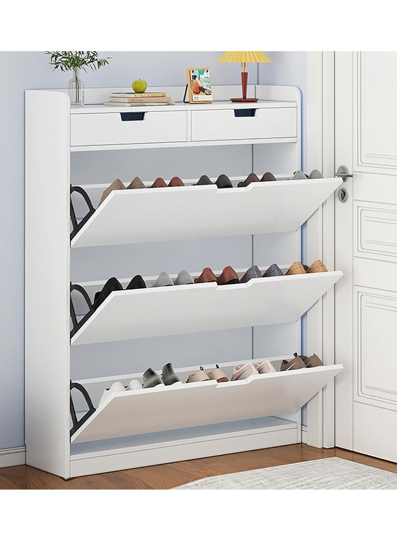 DubaiGallery رف أحذية بتصميم دلو مائل محدث من 4 طبقات مع أدراج مساحة كبيرة خزانة تنظيم الأحذية تخزين خشب بسماكة 15 مم 60 x 17 x 125 سنتيمتر - Image 1