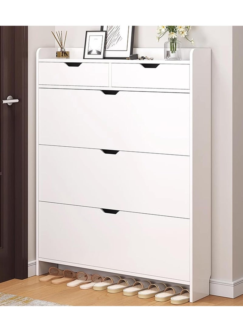 DubaiGallery رف أحذية بتصميم دلو مائل محدث من 4 طبقات مع أدراج مساحة كبيرة خزانة تنظيم الأحذية تخزين خشب بسماكة 15 مم 60 x 17 x 125 سنتيمتر - Image 3