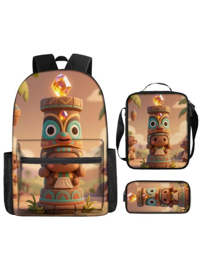 Cartoon backpack three-piece set, cute design, new campus trend (suitable for primary and secondary schools, children) - 5 - Image 2