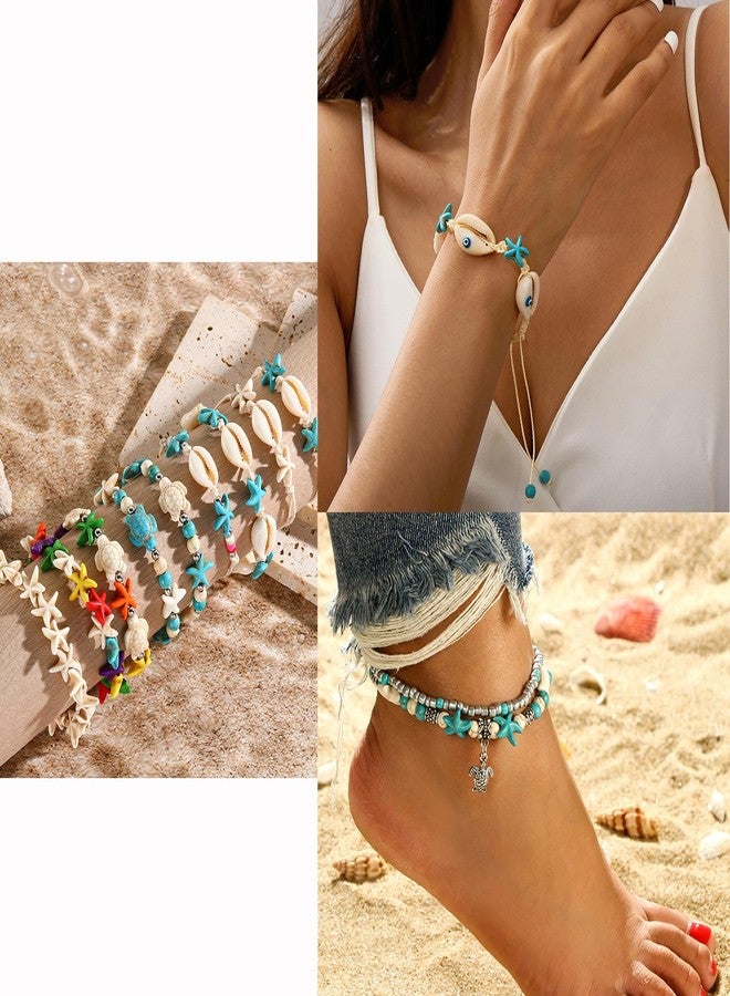 HERZWILD 344Pcs Turquoise Sea Turtle Beads Blue and White Starfish Beads Tortoise Turtle Charms Summer Beach Animal Spacer Bead Shell Bead for Jewelry Making DIY Bracelet Necklace (8 Strings) - Image 4