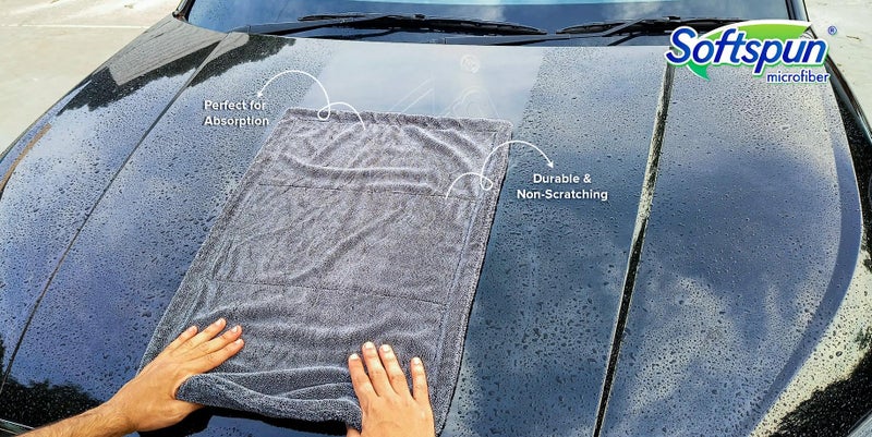 SOFTSPUN Microfiber Cloth for Car - 1600 GSM, 40x60 cms, 1 Pcs, Grey Super Absorbent Towel - Edgeless Design with Plush Pile and Lint Free Cloth for Drying and Detailing... - Image 3