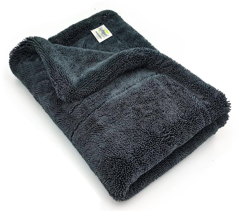 SOFTSPUN Microfiber Cloth for Car - 1600 GSM, 40x60 cms, 1 Pcs, Grey Super Absorbent Towel - Edgeless Design with Plush Pile and Lint Free Cloth for Drying and Detailing... - Image 1