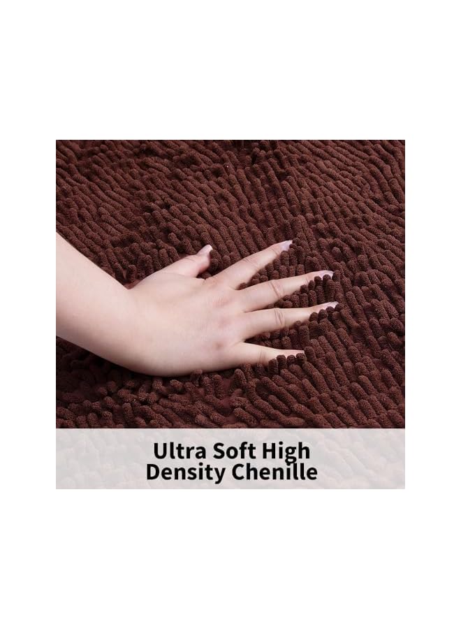 The Bros U-Shaped Toile Bathroom Rugs Sets 3 Piece, Non Slip, Extra Absorbent, Bathroom Rugs and Mats Sets, Soft & Dry Bath Rug/Mat Sets for Bathroom Washable Carpets Set (Coffee Brown) - Image 3