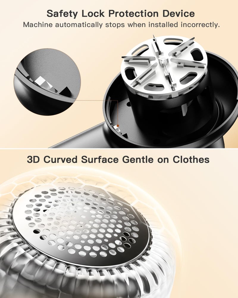 coldSky Rechargeable Fabric Shaver, Lint Shaver with Digital Display, Sweater Shaver with 6-Leaf Blades and Safety Lock, 3-Speeds Defuzzer Remove Fuzz, Pills from Clothes, Furniture, Sofa, Blanket - Image 5