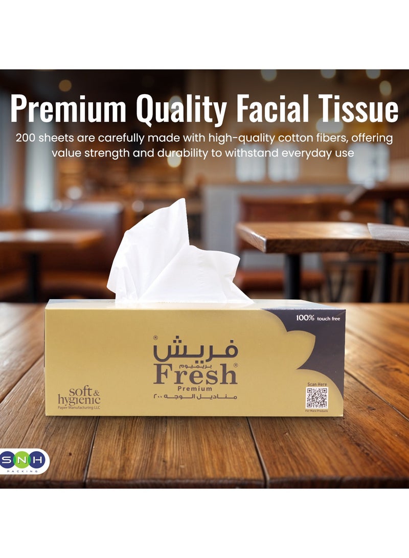 إس إن إتش باكينج علبة مناديل وجه جديدة، عبوة من 10 علب، كل علبة تحتوي على 200 ورقة × طبقتين، بإجمالي 2000 ورقة. - Image 2