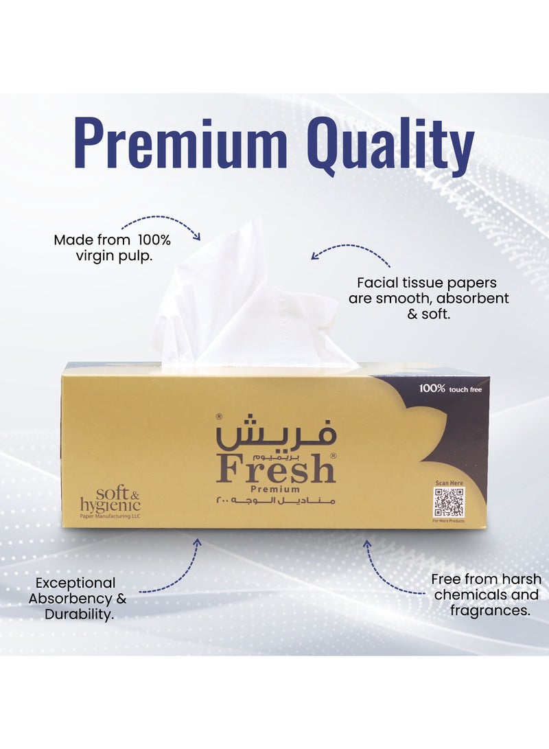 إس إن إتش باكينج علبة مناديل وجه جديدة، عبوة من 10 علب، كل علبة تحتوي على 200 ورقة × طبقتين، بإجمالي 2000 ورقة. - Image 5
