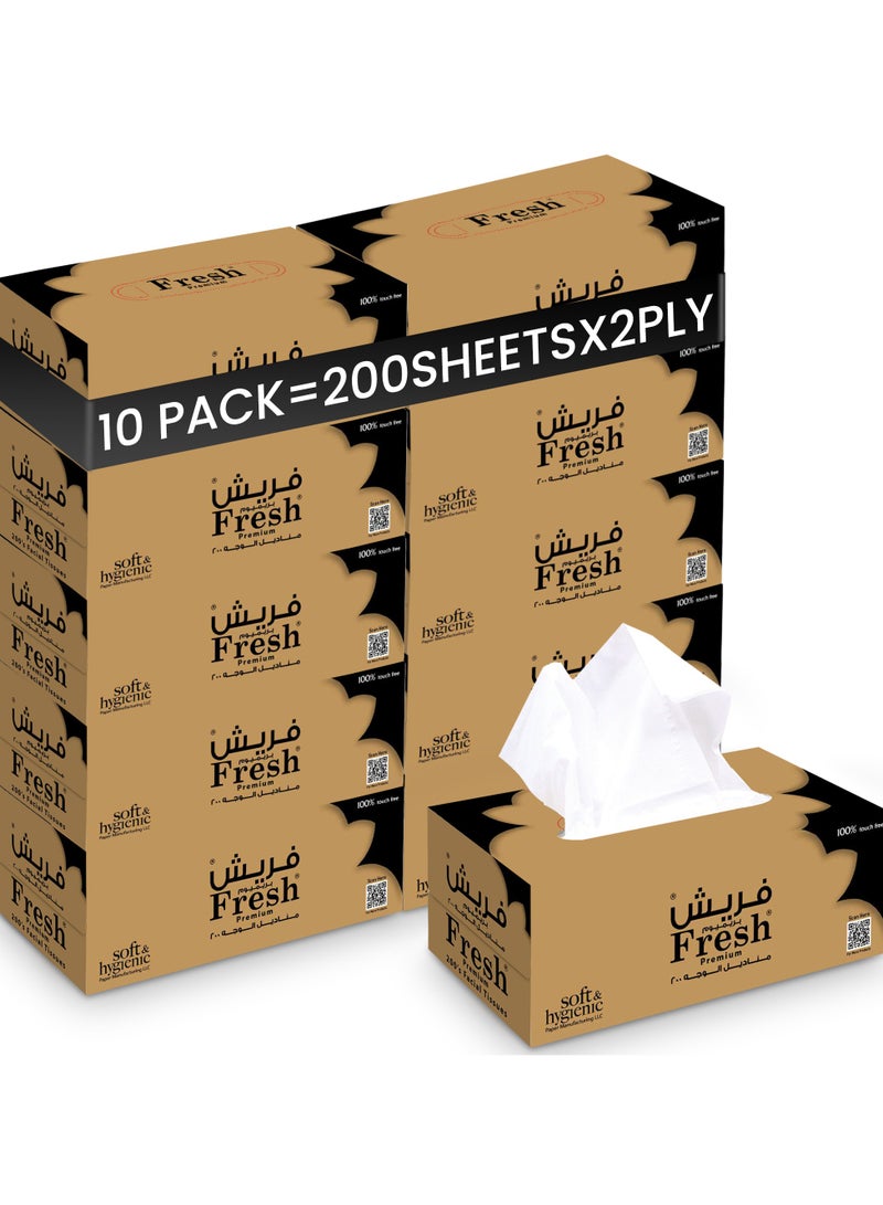 إس إن إتش باكينج علبة مناديل وجه جديدة، عبوة من 10 علب، كل علبة تحتوي على 200 ورقة × طبقتين، بإجمالي 2000 ورقة. - Image 1