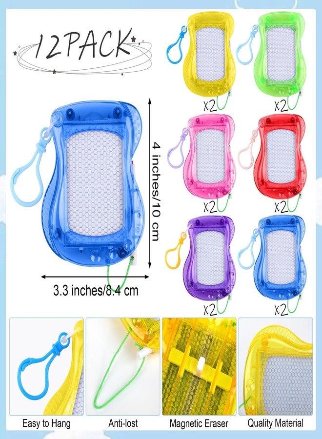 Aodaer 12 Pieces Mini Magnetic Drawing Board with Pen 4 Inch Backpack Keychain Clip Drawing Boards Erasable Doodle Board Sketch Pad Drawing Tablet for Birthday Gifts Car Trip Educational Toys - Image 2