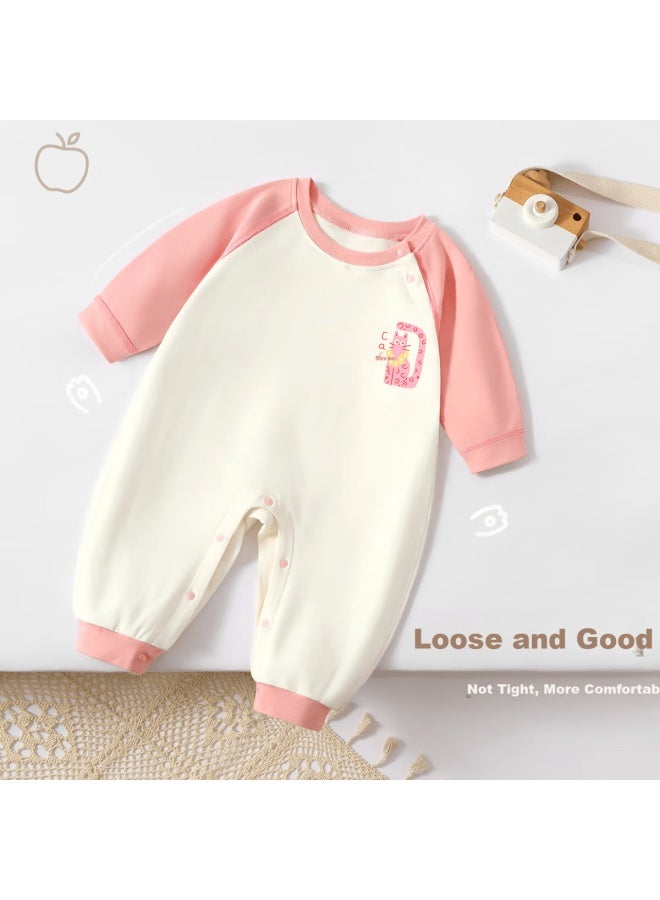 Tinsino Baby Clothes Newborn Romper Full Moon Baby Outfit Autumn Crawling Suit Pink Cat Size 66 - Image 1