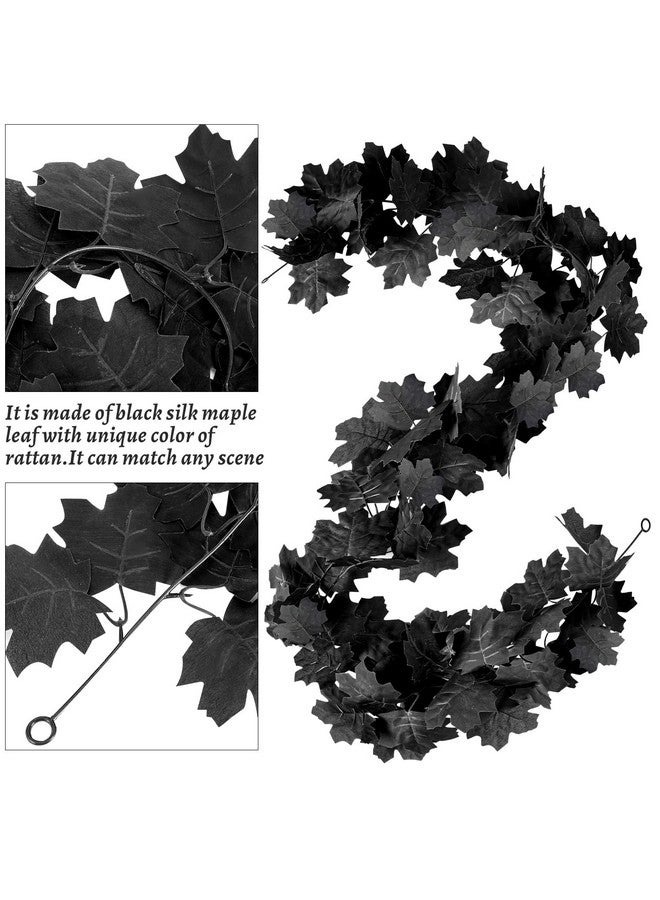 KVCSYAW Black Maple Leaf Garland, 2PCS Halloween Artificial Hanging Fall Leave Vines, Fall Floral Garlands Thanksgiving Decor for Home Wedding Party (11.8FT)  - Image 5