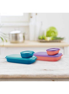 Tupperware Tupperware Plastic Mylunch Liquid Tight Lunch Box - 2 pieces (590ml, Pink, Purple, Blue)  - Image 2