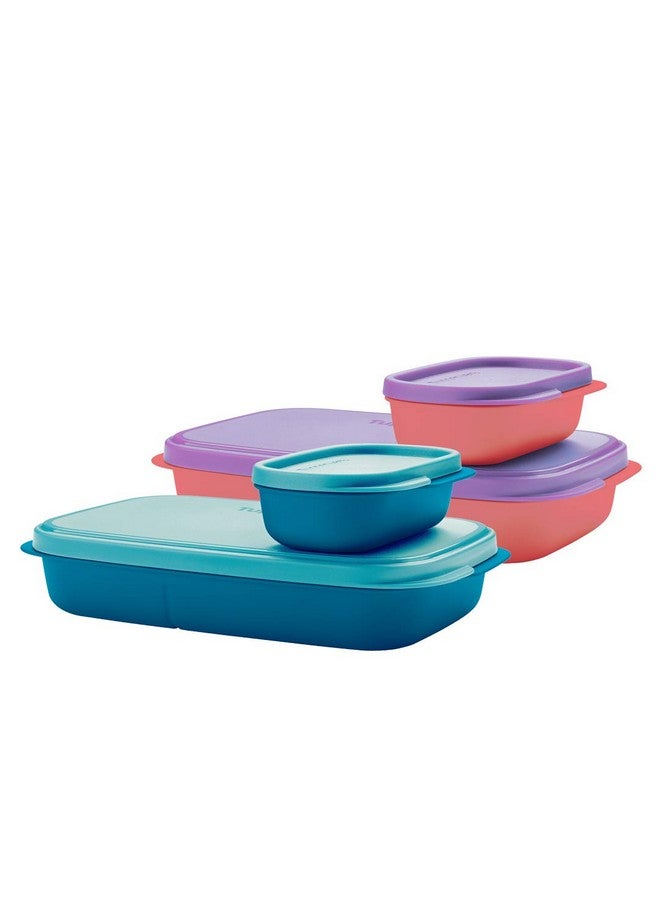 توبروير علبة غداء بلاستيكية محكمة الغلق من تابروير ماي لانش - قطعتان (590 مل، وردي، بنفسجي، أزرق) - Image 1