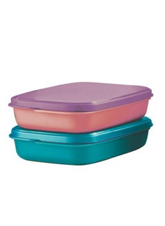 Tupperware Tupperware Plastic Mylunch Liquid Tight Lunch Box - 2 pieces (590ml, Pink, Purple, Blue)  - Image 3