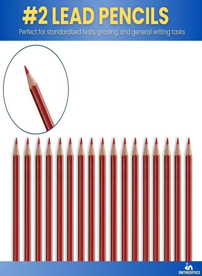 1InTheOffice Red Grading Pencils #2 Lead, Red Pre Sharpened Checking Pencils With Erser 24 Pack - Image 4