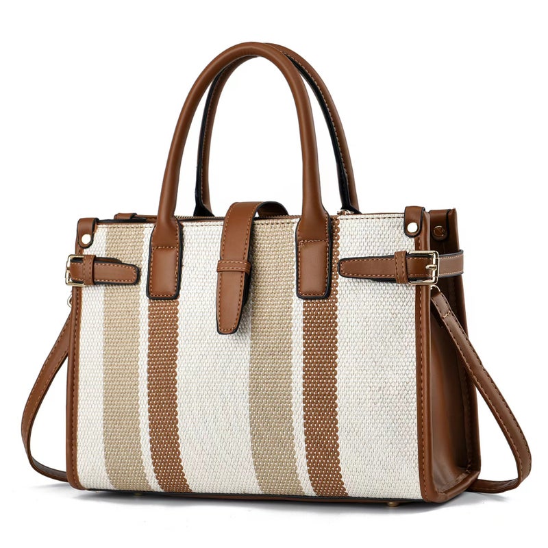 New Contrast Color Handbag Canvas Stitching Fashion Women'S Bag High-End Sense Large Capacity Shoulder Crossbody Bag - Image 4