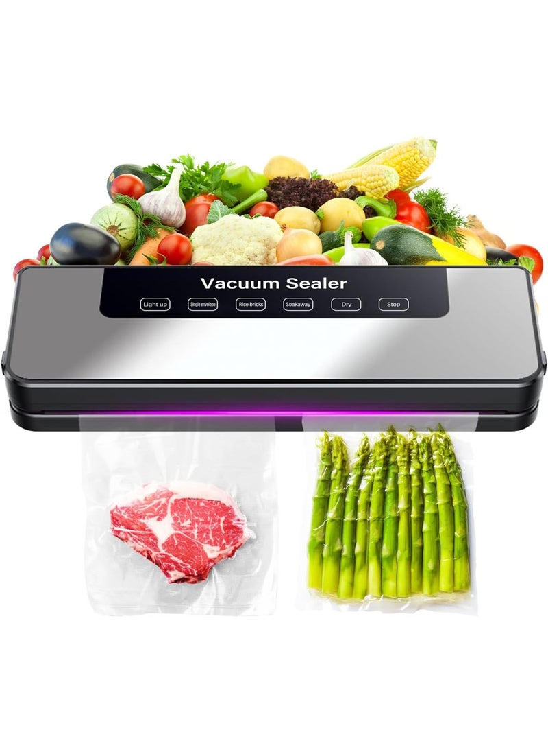 MarlaMall Food Saver Vacuum Sealer, Automatic Sealing Machine for Food Preservation, Dry Moist Sealing Modes with Built-in UV, Food Preserving Machine with Sealer Bags for Food Save and Storage  - Image 1
