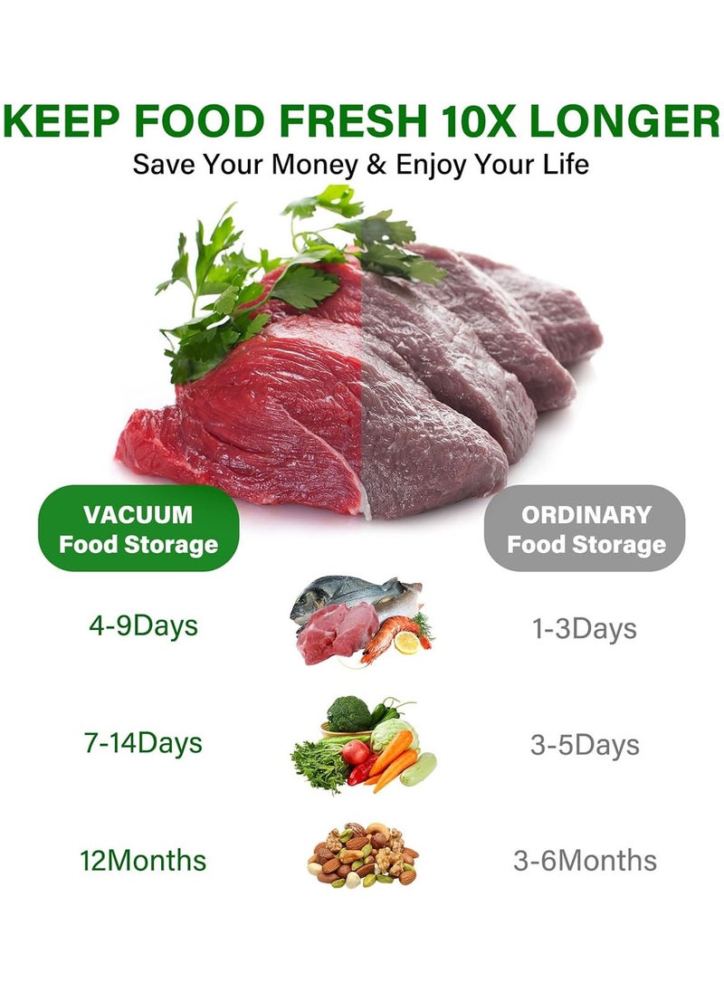 MarlaMall Food Saver Vacuum Sealer, Automatic Sealing Machine for Food Preservation, Dry Moist Sealing Modes with Built-in UV, Food Preserving Machine with Sealer Bags for Food Save and Storage  - Image 2