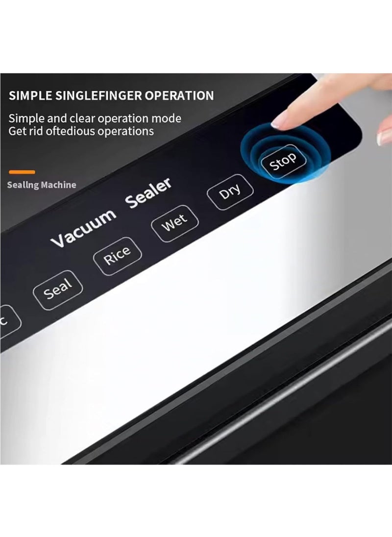 MarlaMall Food Saver Vacuum Sealer, Automatic Sealing Machine for Food Preservation, Dry Moist Sealing Modes with Built-in UV, Food Preserving Machine with Sealer Bags for Food Save and Storage  - Image 4
