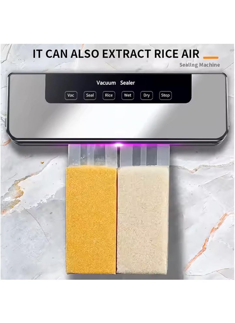 MarlaMall Food Saver Vacuum Sealer, Automatic Sealing Machine for Food Preservation, Dry Moist Sealing Modes with Built-in UV, Food Preserving Machine with Sealer Bags for Food Save and Storage  - Image 5
