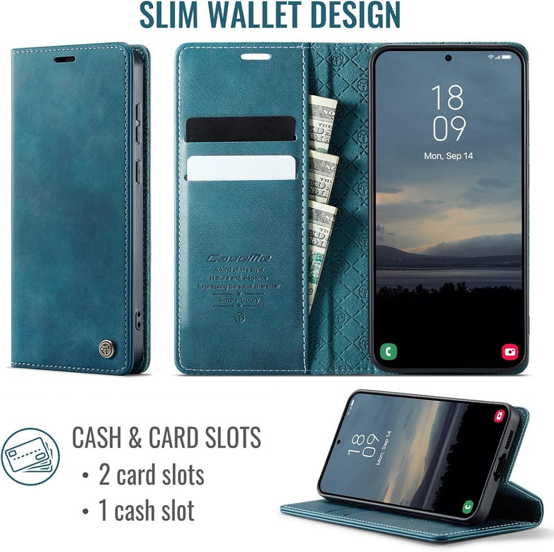 Cracedily Phone Case for Samsung Galaxy S23 5G, Premium PU Leather [RFID Blocking] Flip Case with Card Slot Stand Function Leather Case Phone Cover Galaxy S23 Cover Book Case Teal - Image 3