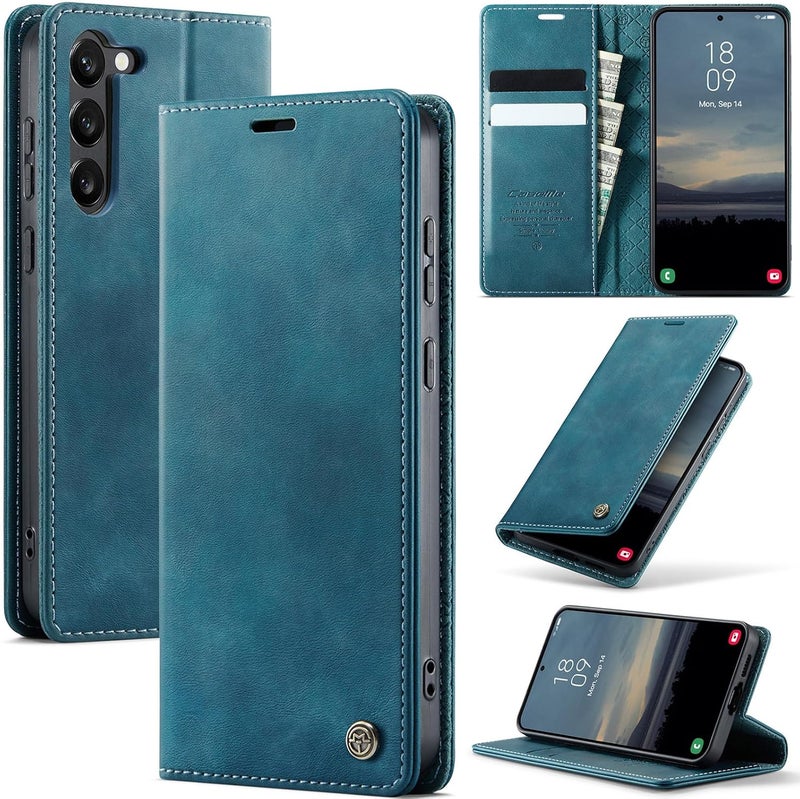 Cracedily Phone Case for Samsung Galaxy S23 5G, Premium PU Leather [RFID Blocking] Flip Case with Card Slot Stand Function Leather Case Phone Cover Galaxy S23 Cover Book Case Teal - Image 1