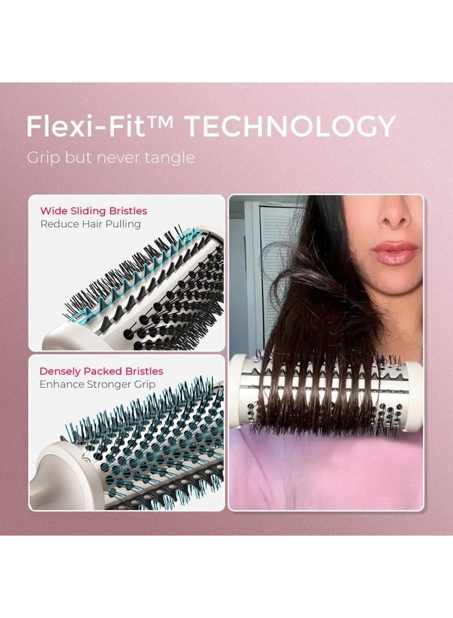 TYMO فرشاة حرارية STYLUX - فرشاة تجعيد دائرية مدفأة، مكثف حجم مع تقنية Flexi-Fit لتصفيف الشعر، أداة تجعيد، مكواة شعر 2 في 1، جهد مزدوج، ذهبية، 44 مم - Image 3