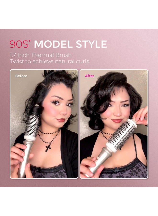 TYMO فرشاة حرارية STYLUX - فرشاة تجعيد دائرية مدفأة، مكثف حجم مع تقنية Flexi-Fit لتصفيف الشعر، أداة تجعيد، مكواة شعر 2 في 1، جهد مزدوج، ذهبية، 44 مم - Image 4