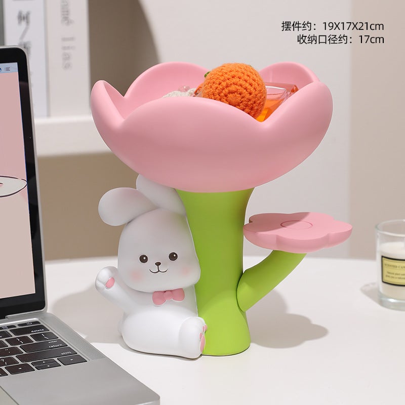 Generic Yuman creative light luxury resin decoration key hallway storage Nordic style desktop decoration home housewarming gift Hello rabbit 