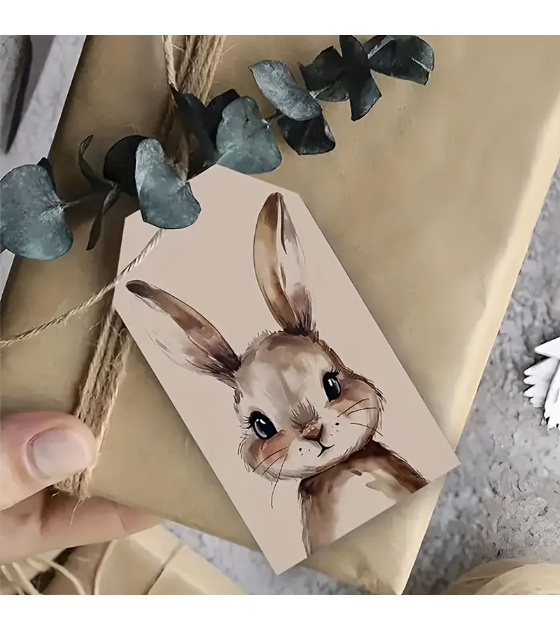 50pcs Watercolor Rabbit Face Label Cards Multiple Colors For Packaging Bookmarks Keepsakes - Image 3