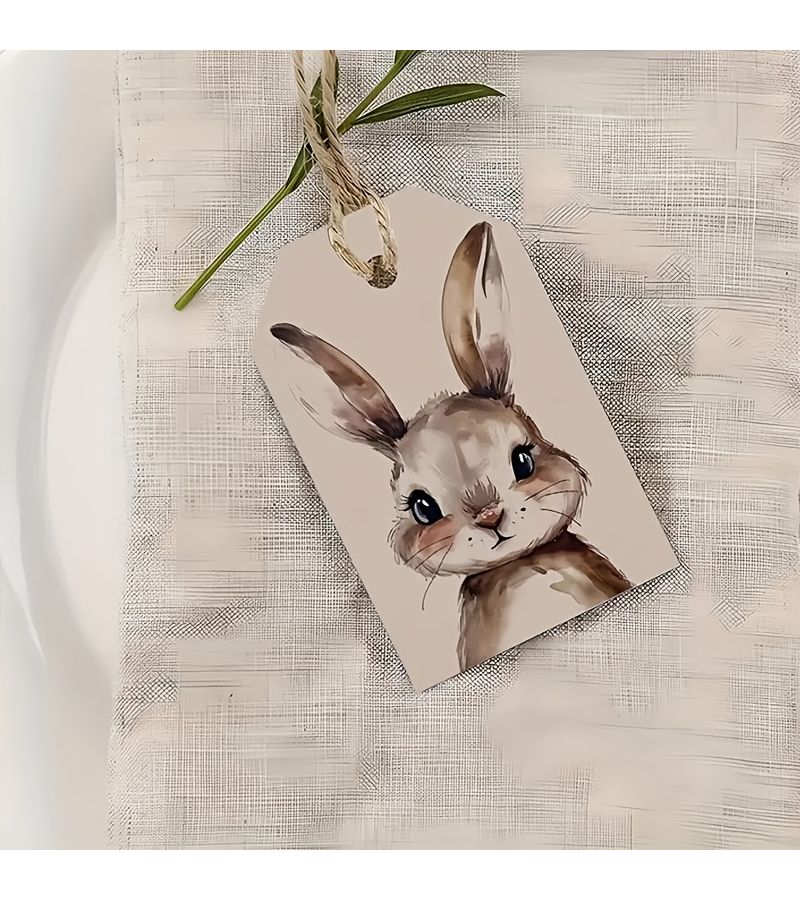 50pcs Watercolor Rabbit Face Label Cards Multiple Colors For Packaging Bookmarks Keepsakes - Image 5