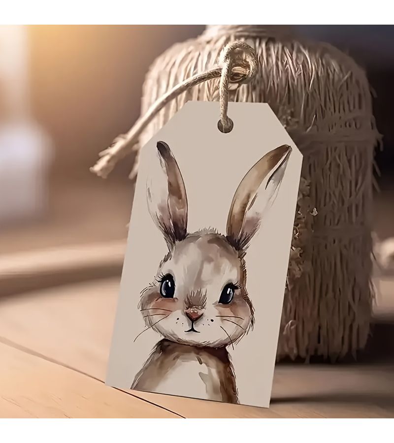 50pcs Watercolor Rabbit Face Label Cards Multiple Colors For Packaging Bookmarks Keepsakes - Image 4