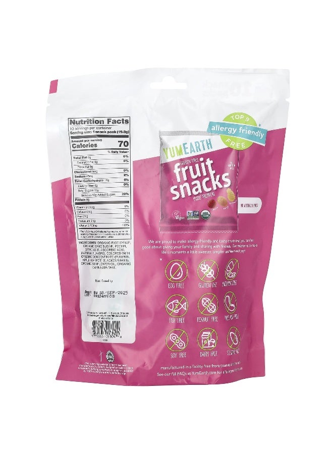 YumEarth, Gluten Free Fruit Snacks, Tropical, 10 Snack Packs, 0.7 oz (19.8 g) Each - Image 2