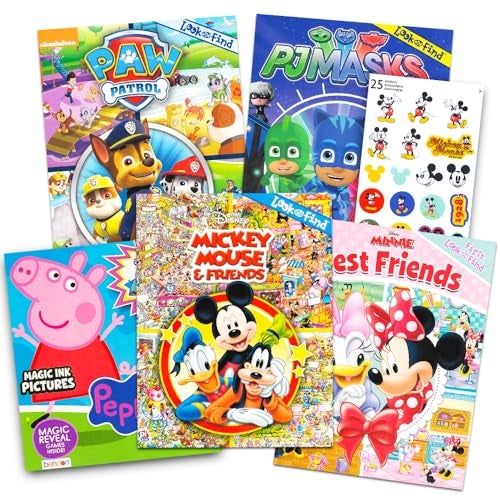 Disney Picture Search Books Set for Kids 24 Toddlers 5 Find It Books Featuring Minnie Mouse Mickey Mouse Peppa Pig Paw Patrol and PJ Masks - Image 1