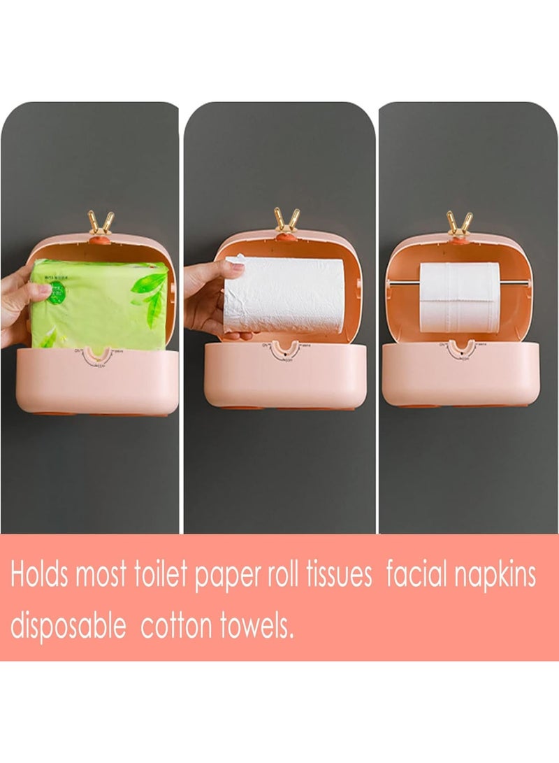 SOLARAE حاملات غطاء علبة المناديل الورقية، حاوية مثبتة على الحائط للمناديل الورقية، للحمام، غرفة المعيشة، غرفة الطعام، غرفة النوم أو المكتب، لمختلف الأسطح، وردي - Image 3