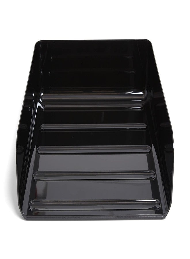 TRU RED Side‑Load Stackable Plastic Letter Tray, Black - Desktop Paper Organizer for Office Files & Documents - Image 1