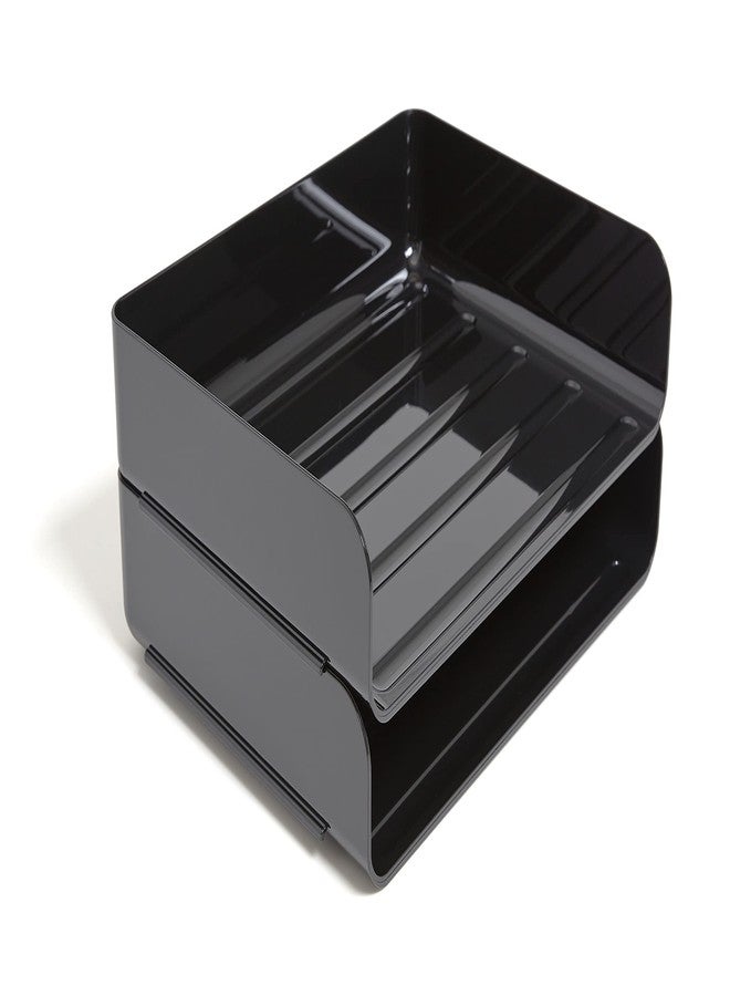 TRU RED Side‑Load Stackable Plastic Letter Tray, Black - Desktop Paper Organizer for Office Files & Documents - Image 3