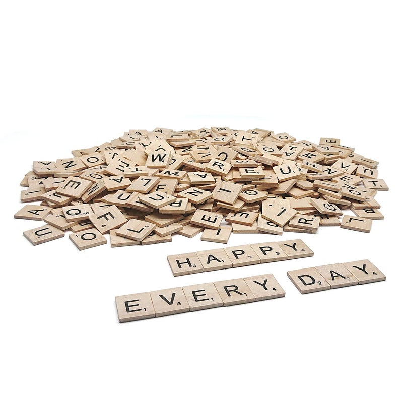 Goiio 1000 Pieces Letters for Crafts, Wood Tiles, DIY Wood Gift Decoration, Making Alphabet Coasters and Crossword Game - Image 1