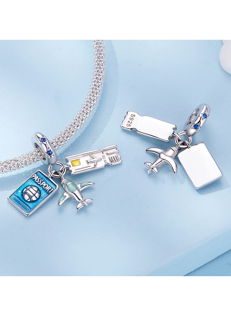 SYOSI - SYOSI 925 Sterling Silver Dangle Pendant Bead, Silver Charms for Bracelets and Necklaces, Sterling Silver Pendants with Airplane & Passport, Charms Gift for Women Girls - Image 1