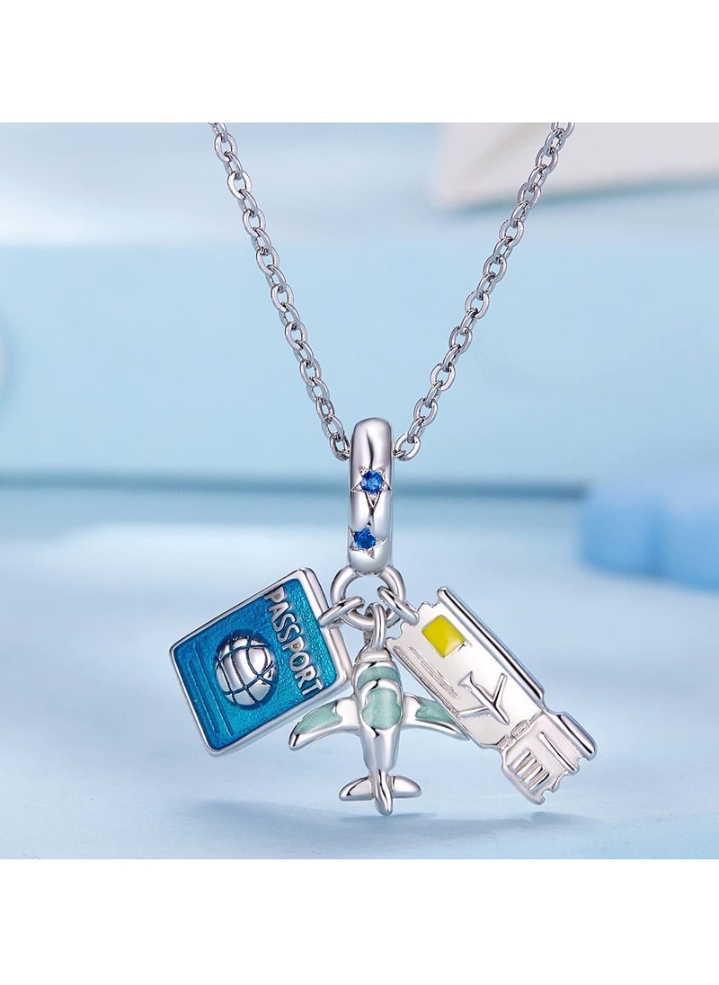 SYOSI - SYOSI 925 Sterling Silver Dangle Pendant Bead, Silver Charms for Bracelets and Necklaces, Sterling Silver Pendants with Airplane & Passport, Charms Gift for Women Girls - Image 1