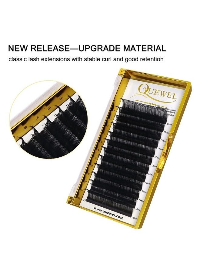 QUEWEL - Individual Lash Extensions 0.05 C Curl MIX9-16mm Silk Lash Extensions Upgraded Classic Lashes C/D Single Eyelashes 9-25 Mixed Tray Eyelash Extensions 9-16/15-20/20-25 (0.05 C MIX9-16mm) - Image 1