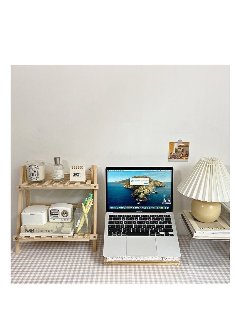 بايبي خشبية سطح المكتب تخزين الرف 2 طبقة سطح المكتب تخزين الرف شبه منحرف مكتب تخزين الرف عنبر المنزل المدرسة مكتب ، وغيرها من الأزياء سطح المكتب الديكور - Image 4