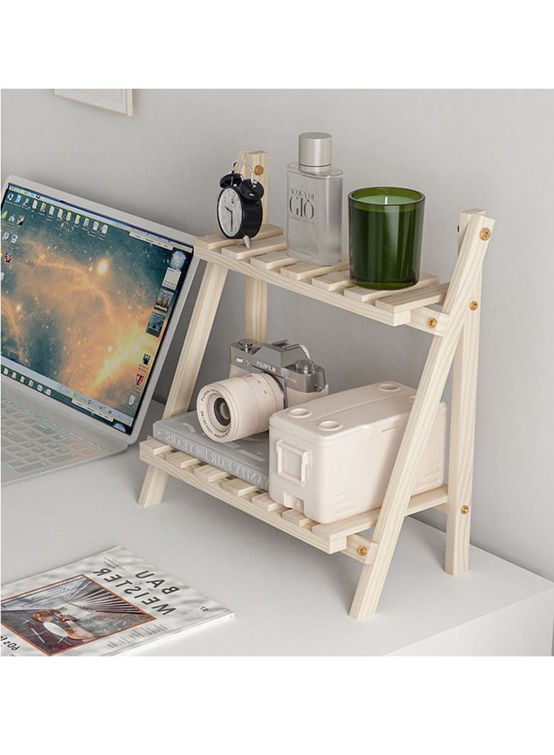 بايبي خشبية سطح المكتب تخزين الرف 2 طبقة سطح المكتب تخزين الرف شبه منحرف مكتب تخزين الرف عنبر المنزل المدرسة مكتب ، وغيرها من الأزياء سطح المكتب الديكور - Image 3