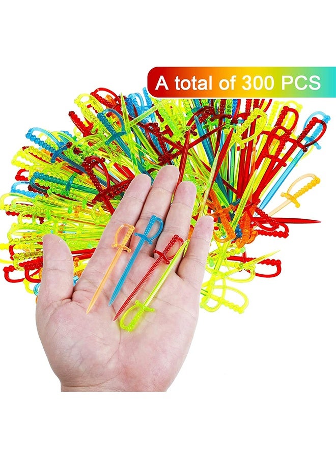 با لوف 300 قطعة أسياخ بلاستيكية لكوكتيل، وأسياخ اختيار الفواكه والمشروبات، مجموعة أسياخ مقبلات ملونة بالجملة للحفلات العائلية ذات موضوع القراصنة أو تحت البحر - Image 3