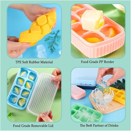 CIPLA PLAST Large Ice Cube Molds, Big Round Water Ice Cube Trays for Freezer, Easy to Fill & Release (Square) - Image 4