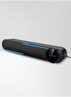 LOOPITYS USB Wired Computer Speaker Black HiFi Wired Soundbar Speaker with Touch Control, Surround Sound, USB 2.0 Desktop Soundbar with LED Lights, Multifunctional Design  - Image 1