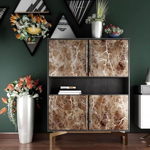 wall love Marble OilProof & Waterproof self-Adhesive Sheet Stickers Big Countertop Cabinet Furniture puja Room Kitchen,Home Sticker Wallpaper 60 x 200cm (Dark Brown Wallpaper) - Image 3