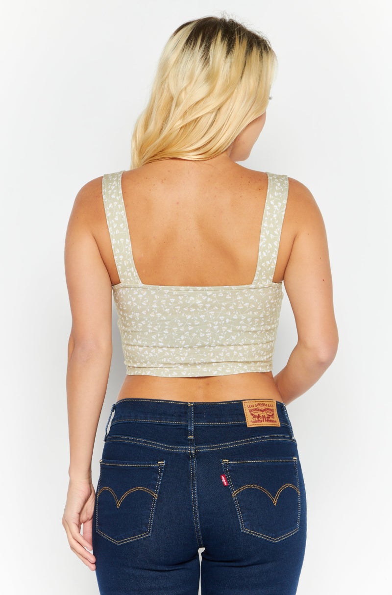 MONKI Women Scoop Neck Sleeveless Textured Top, Beige - Image 4