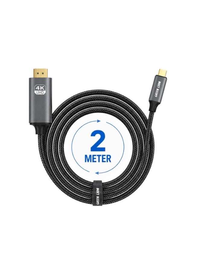 GreenLion 4K USB-C to HDMI Braided Cable – Ultra HD 4K@30Hz Display Support with Mirror & Extend Mode - Image 2