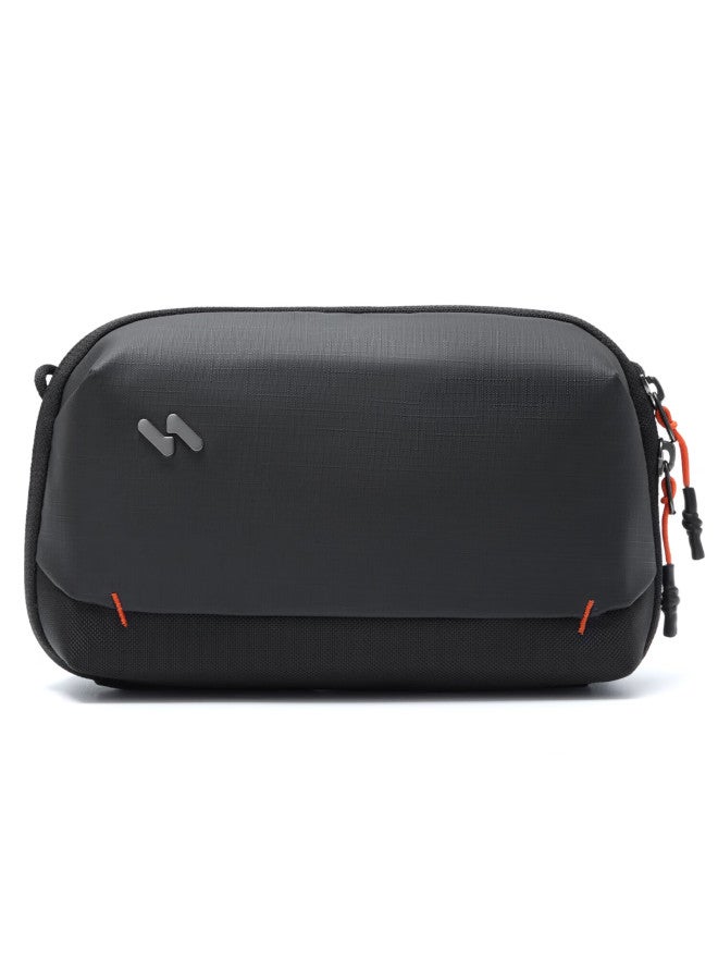Inateck Digital Storage Bag Cable Charger Accessories Organizer Portable Water-resistant Crossbody Bag Slate Black With Shoulder Strap