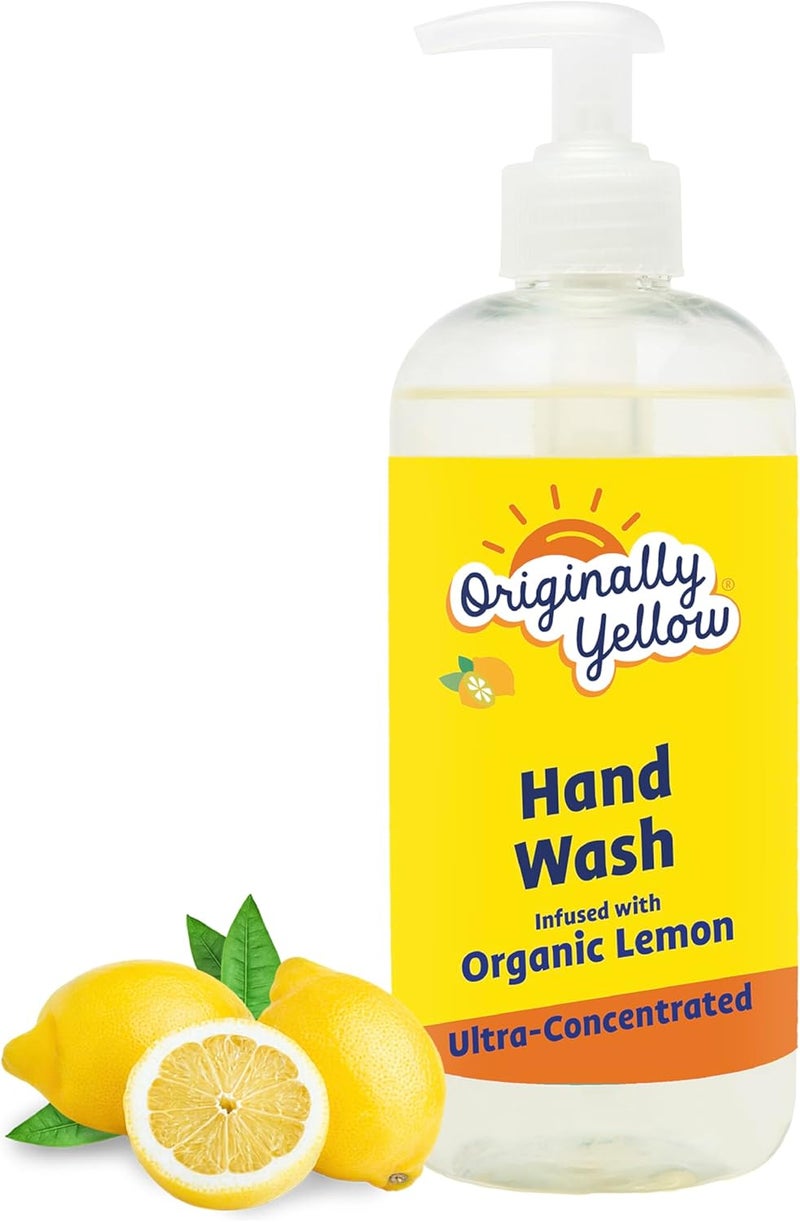 Originally Yellow Plant-Based Hand Soap Liquid Alcohol-Free All Natural Soap Infused with Organic Lemon | Gentle Natural Hand Soap | Pet & Baby-Safe Soap, 470 mL (1-Pack) - Image 1